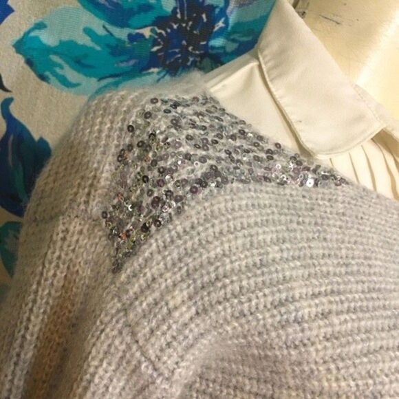 Armani Exchange Wool Blend Ribbed Sequined Scoop Neck Sweater XS - Picture 4 of 8